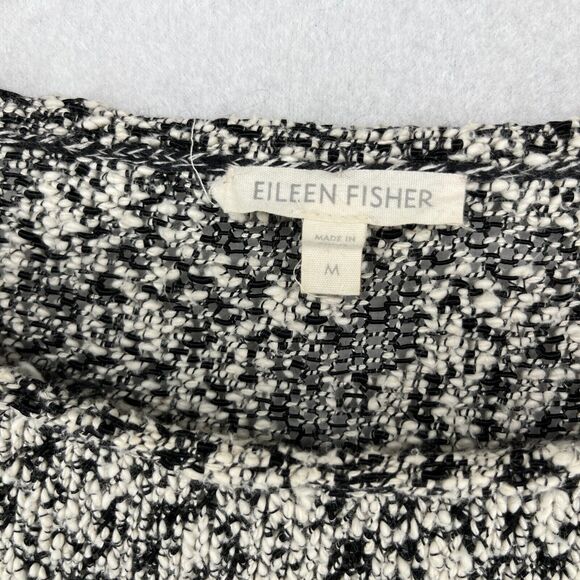 EILEEN FISHER Sweater M Cotton Viscose Slub Melange Chunky Knit Pullover Gray - Picture 12 of 16